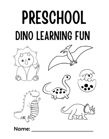 Preschool Dino Learning Fun: Numbers, Counting, scissor skills,   coloring Practice, matching, & More